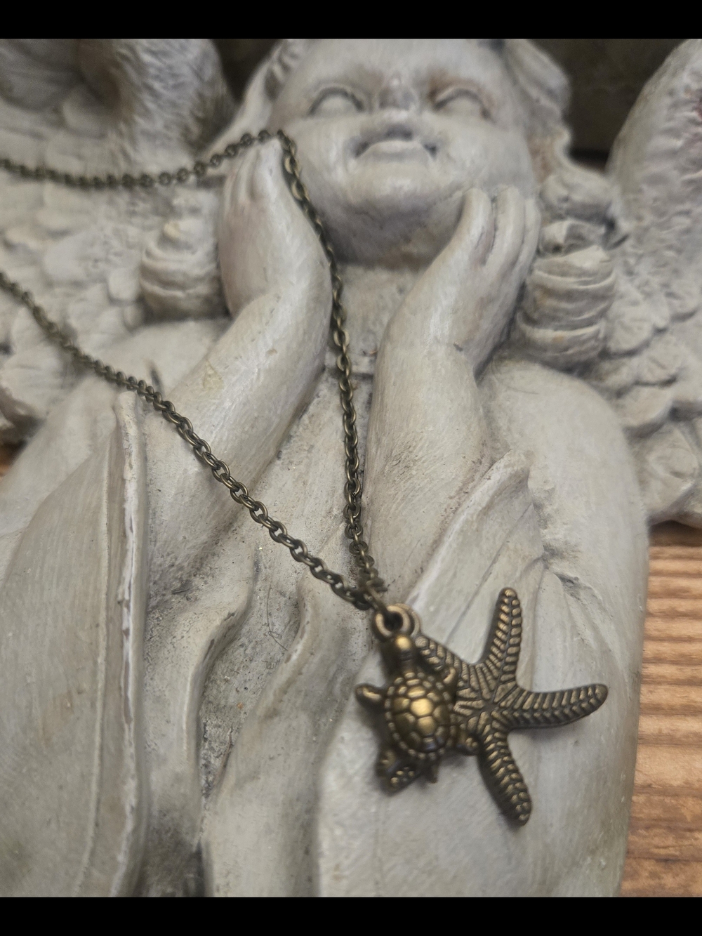 Bronze Starfish & Turtle Pendant Necklace